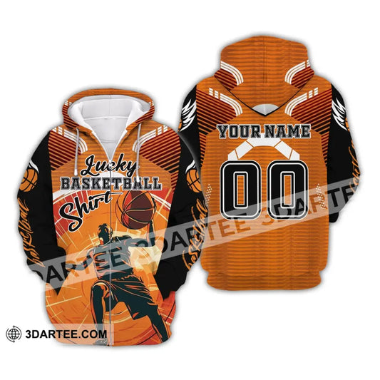 Man Shirt Custom Name And Number Basketball T-Shirt Lucky Gift For Player Zipper Hoodie / S T-Shirt