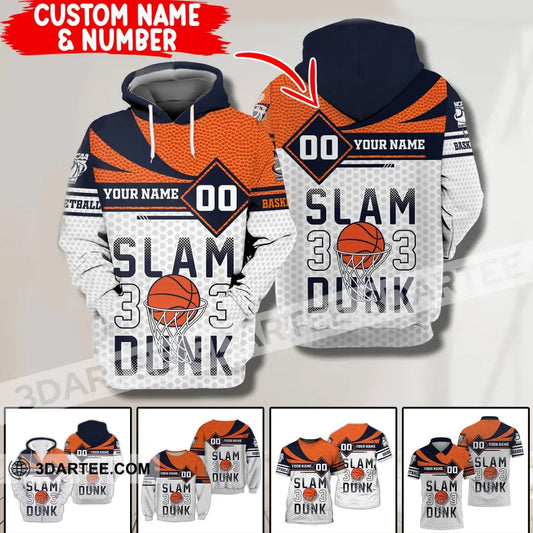 Man Shirt Custom Name And Number Basketball T-Shirt Slam Dunk Gift For Player