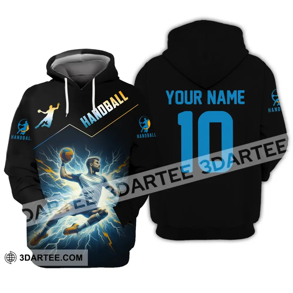 Man Shirt Custom Name And Number Handball Player Hoodie Polo Long Sleeve / S T-Shirt