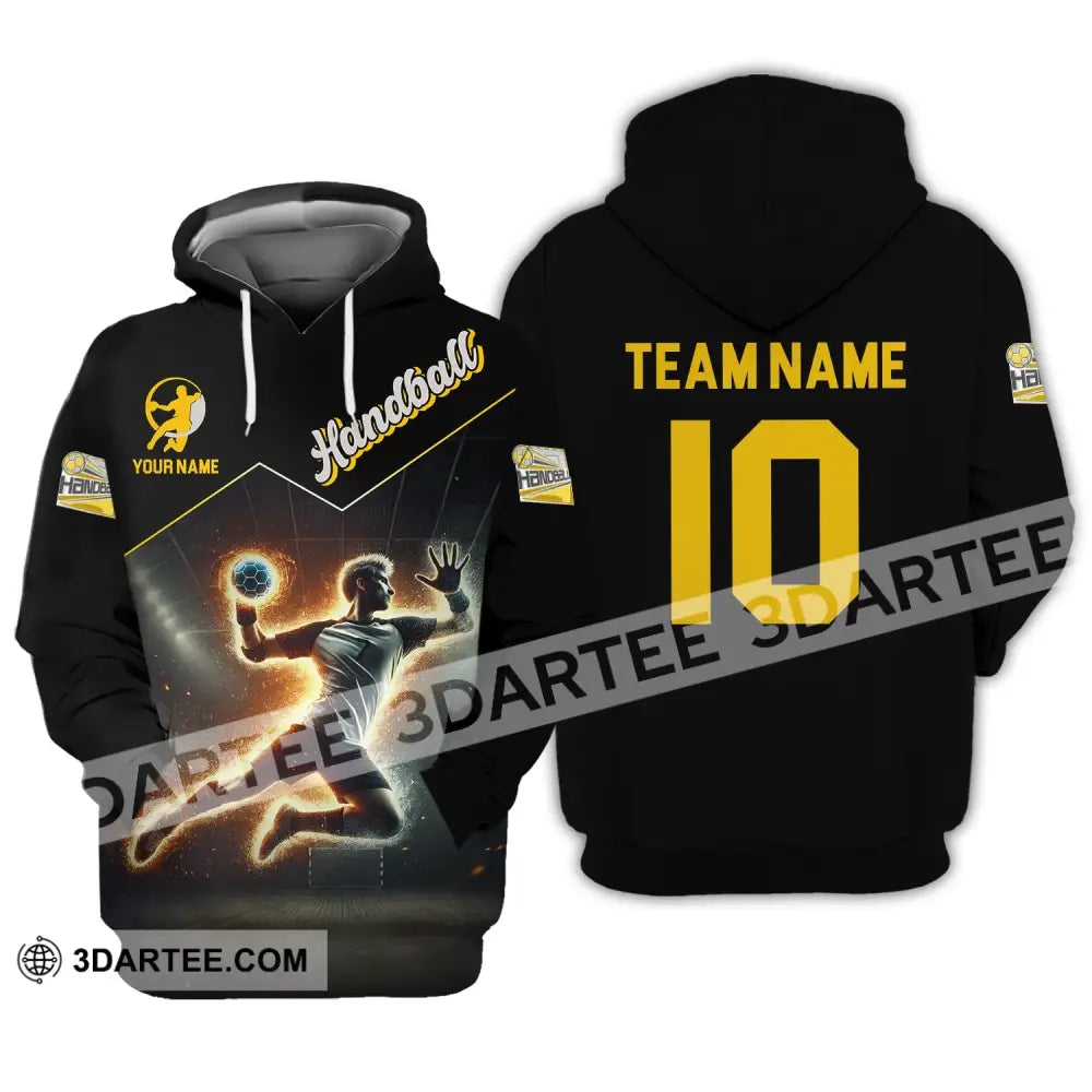 Man Shirt Custom Name And Number Handball Player Hoodie Polo Long Sleeve / S T-Shirt