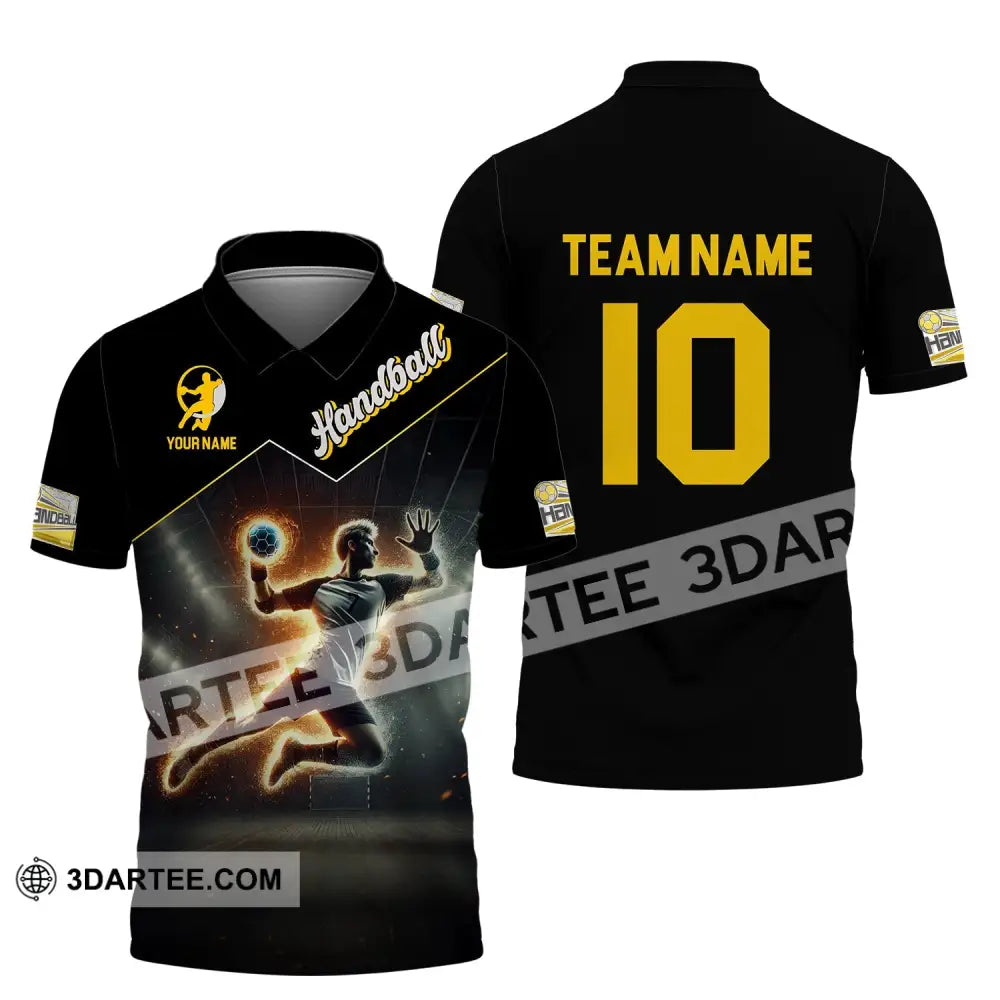 Man Shirt Custom Name And Number Handball Player Hoodie Polo Long Sleeve / S T-Shirt