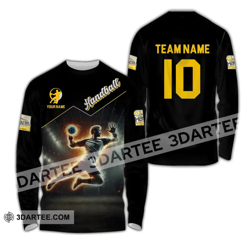 Man Shirt Custom Name And Number Handball Player Hoodie Polo Long Sleeve / S T-Shirt