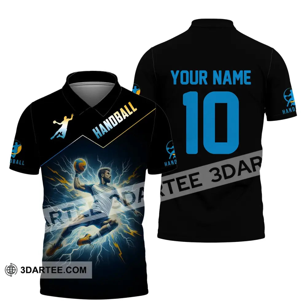 Man Shirt Custom Name And Number Handball Player Hoodie Polo Long Sleeve / S T-Shirt