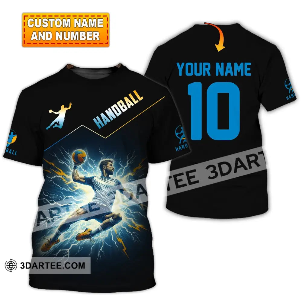 Man Shirt Custom Name And Number Handball Player Hoodie Polo Long Sleeve T-Shirt