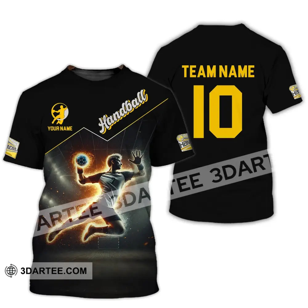 Man Shirt Custom Name And Number Handball Player Hoodie Polo Long Sleeve T-Shirt / S