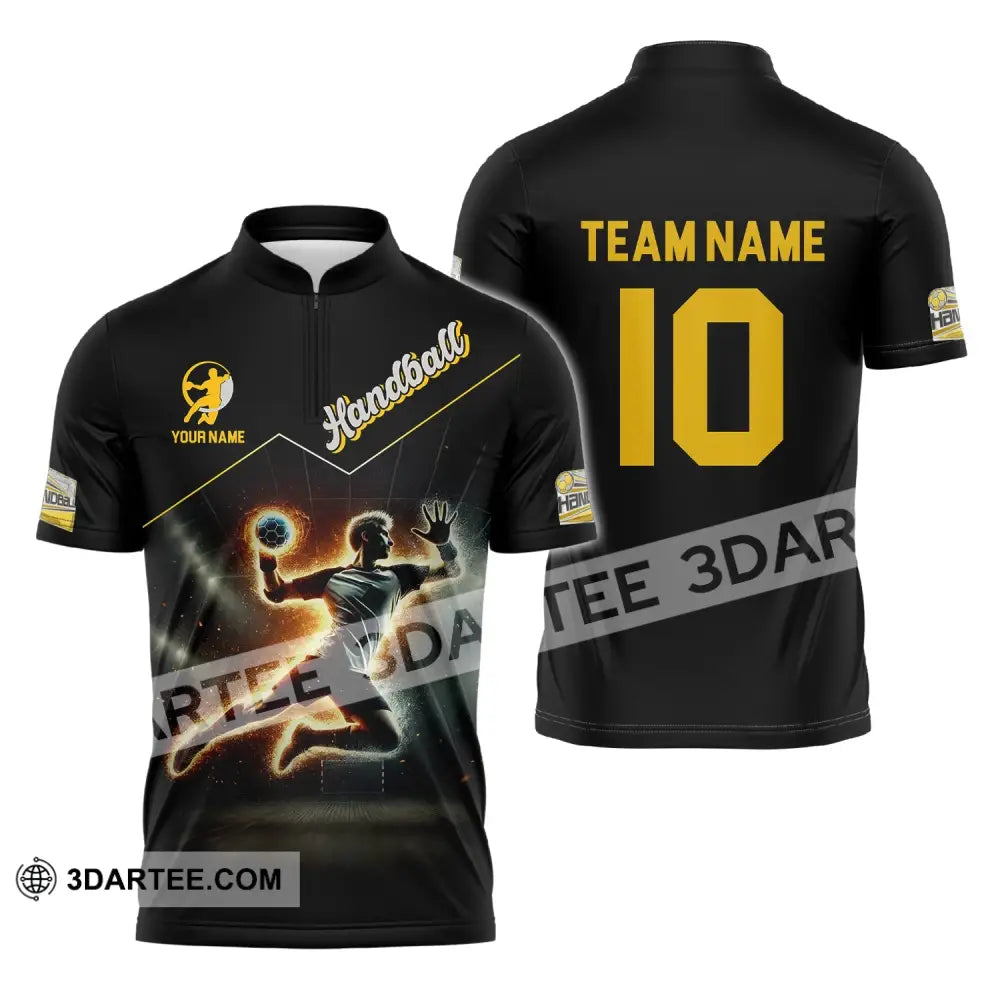 Man Shirt Custom Name And Number Handball Player Hoodie Polo Long Sleeve Zipper / S T-Shirt