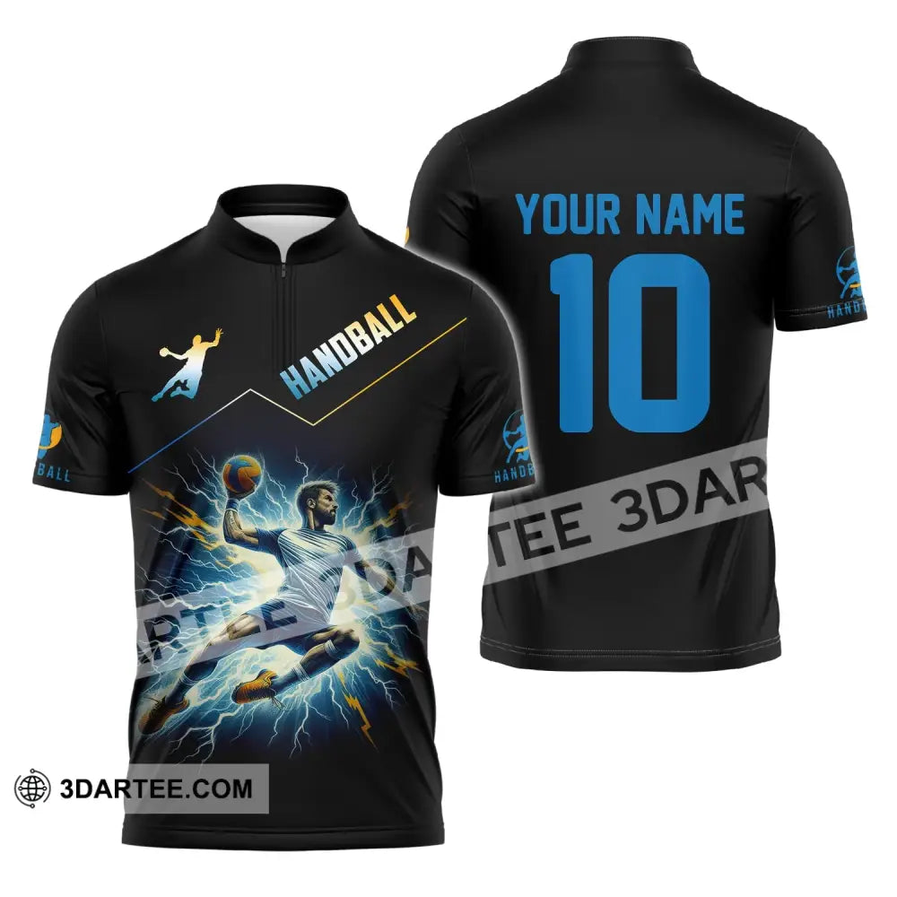 Man Shirt Custom Name And Number Handball Player Hoodie Polo Long Sleeve Zipper / S T-Shirt