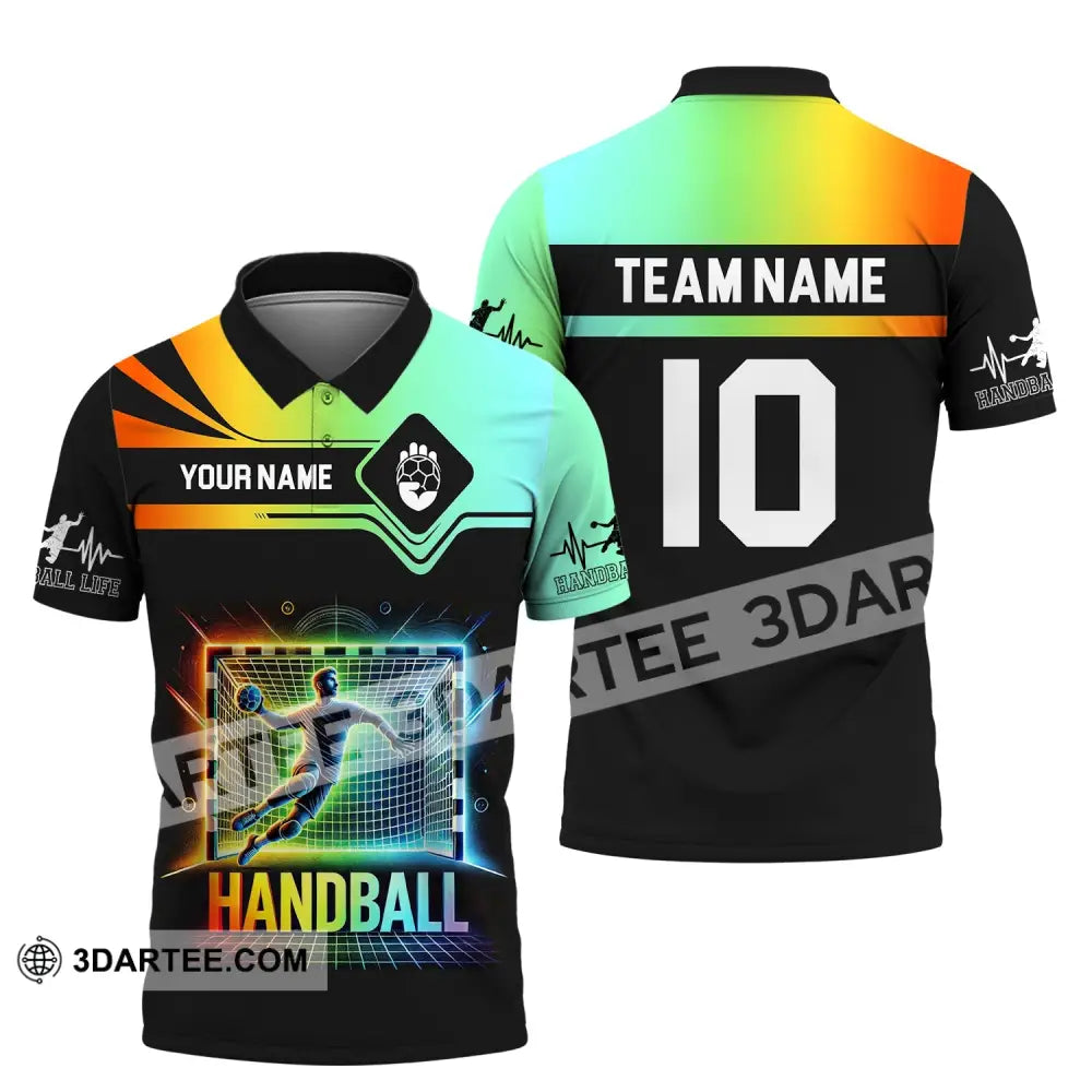 Man Shirt Custom Name And Number Handball Polo Long Sleeve Club Uniform Lover Gift / S T-Shirt