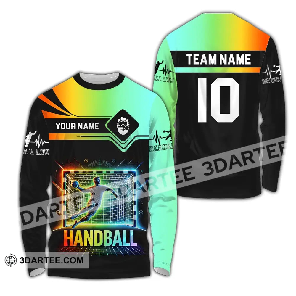 Man Shirt Custom Name And Number Handball Polo Long Sleeve Club Uniform Lover Gift / S T-Shirt