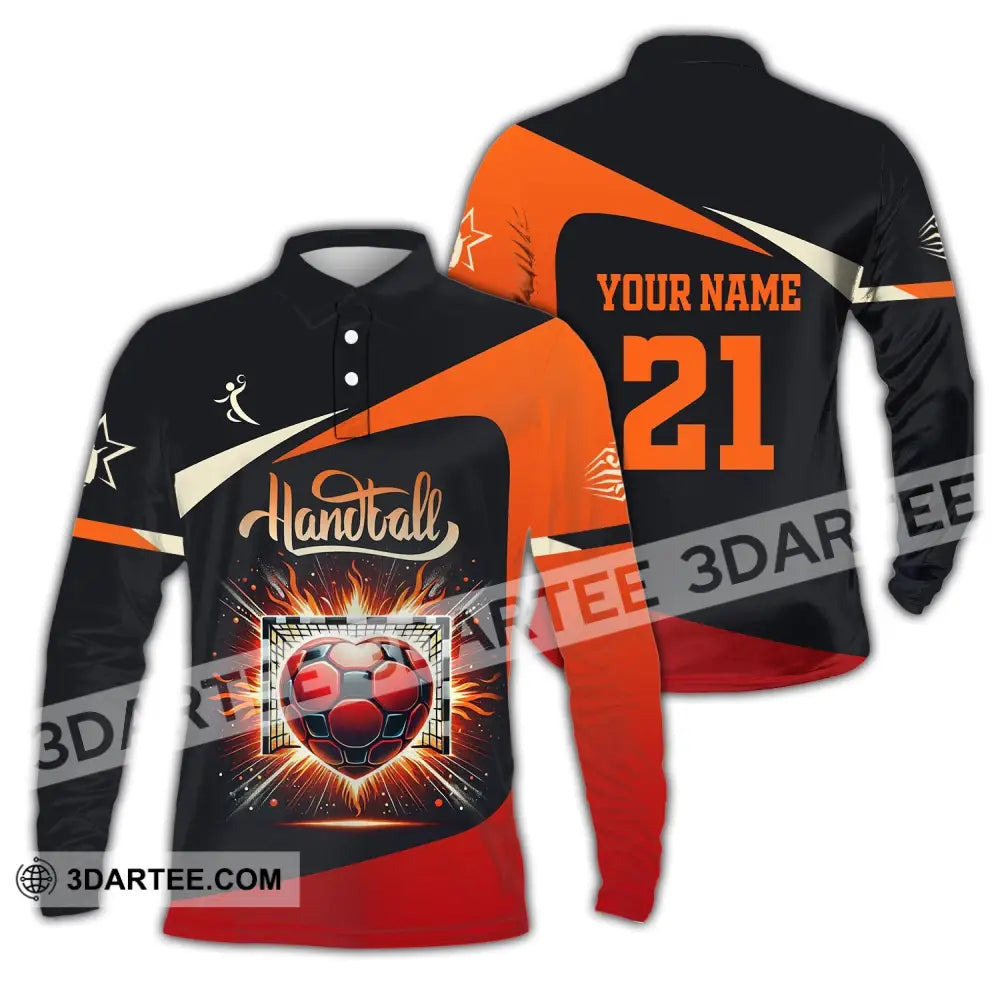 Man Shirt Custom Name And Number Handball Polo Long Sleeve Club Uniform Lover Gift / S T-Shirt