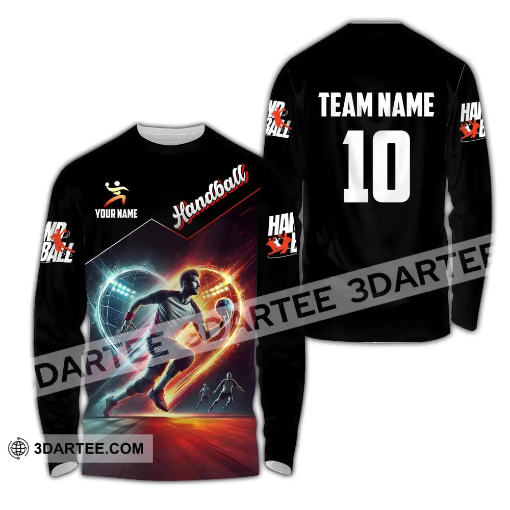 Man Shirt Custom Name And Number Handball Polo Long Sleeve Club Uniform Lover Gift / S T-Shirt