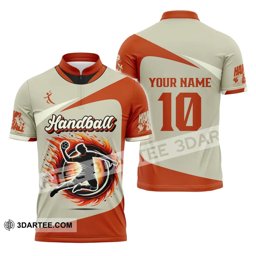 Man Shirt Custom Name And Number Handball Polo Long Sleeve Club Uniform Lover Gift Zipper / S