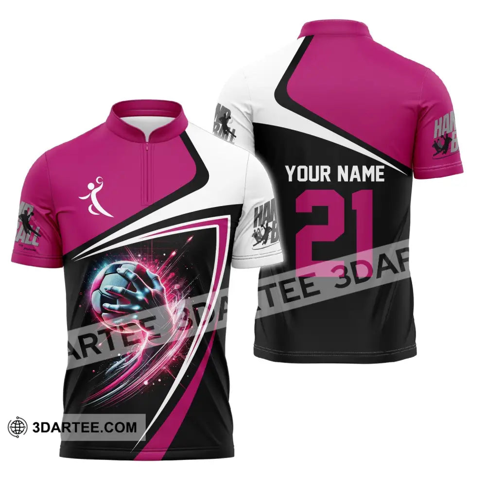 Man Shirt Custom Name And Number Handball Polo Long Sleeve Club Uniform Lover Gift Zipper / S