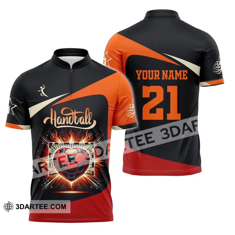 Man Shirt Custom Name And Number Handball Polo Long Sleeve Club Uniform Lover Gift Zipper / S