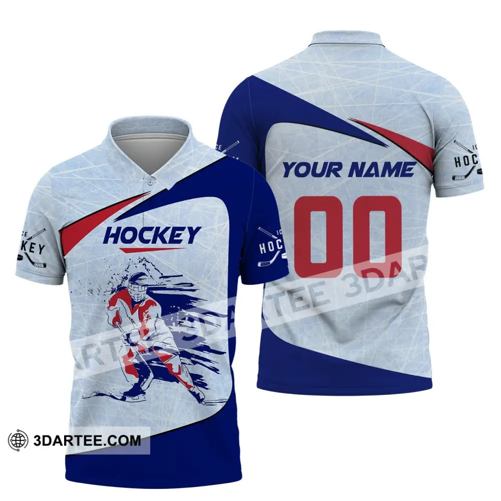 Man Shirt Custom Name And Number Hockey T-Shirt Ice Gift For Player Polo / S