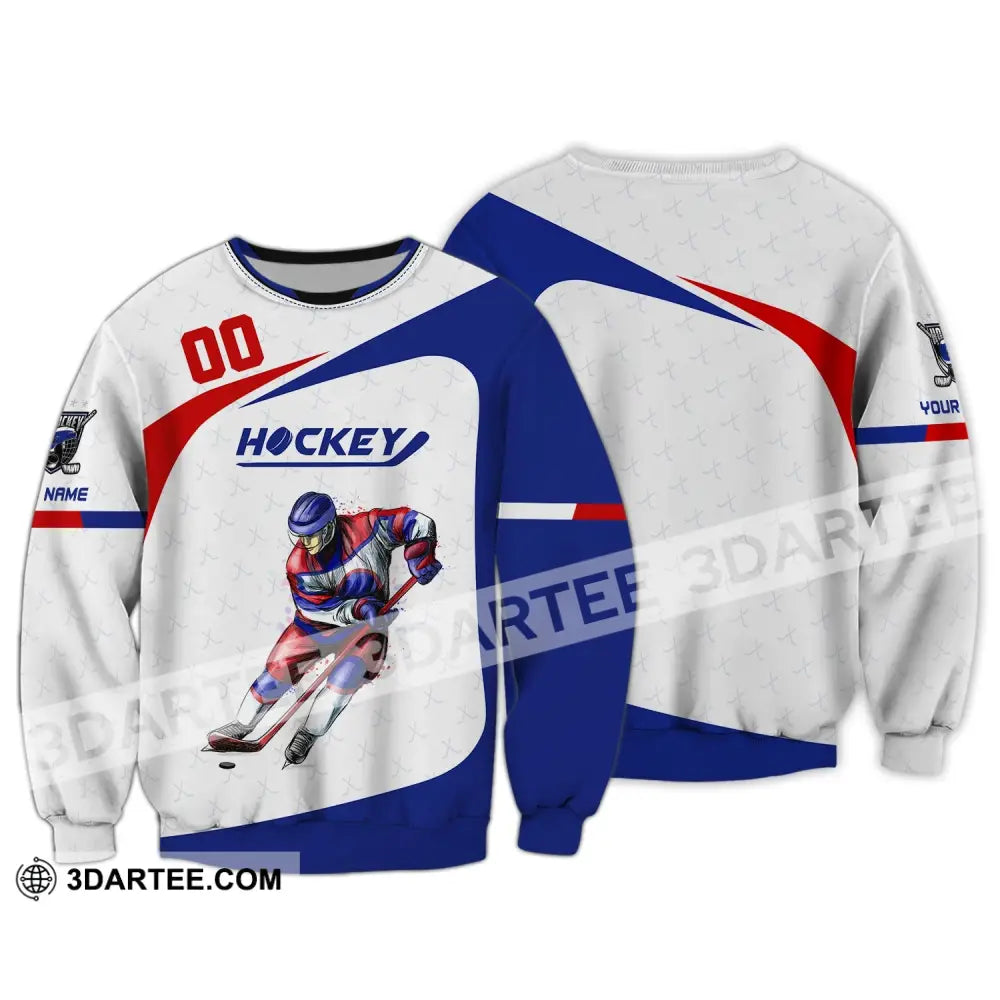 Man Shirt Custom Name And Number Hockey T-Shirt Polo Gift For Player Long Sleeve / S