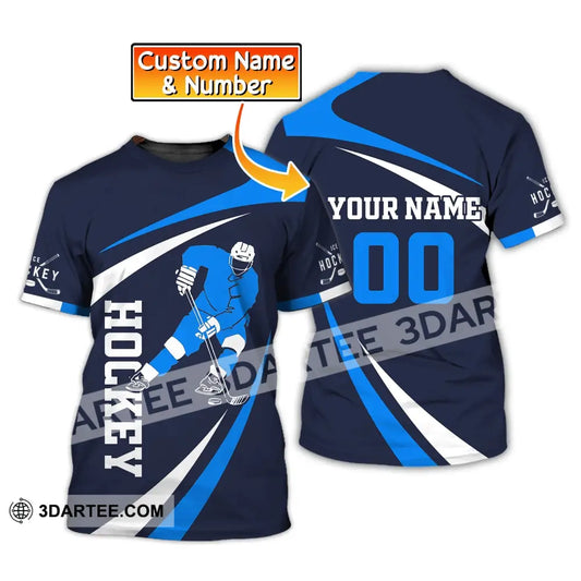 Man Shirt Custom Name And Number Ice Hockey T-Shirt Love Gift For Player