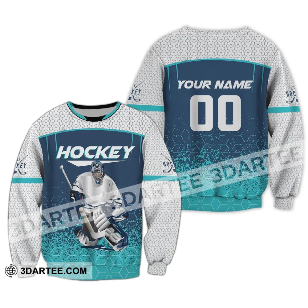 Man Shirt Custom Name And Number Ice Hockey T-Shirt Love Gift For Player Long Sleeve / S