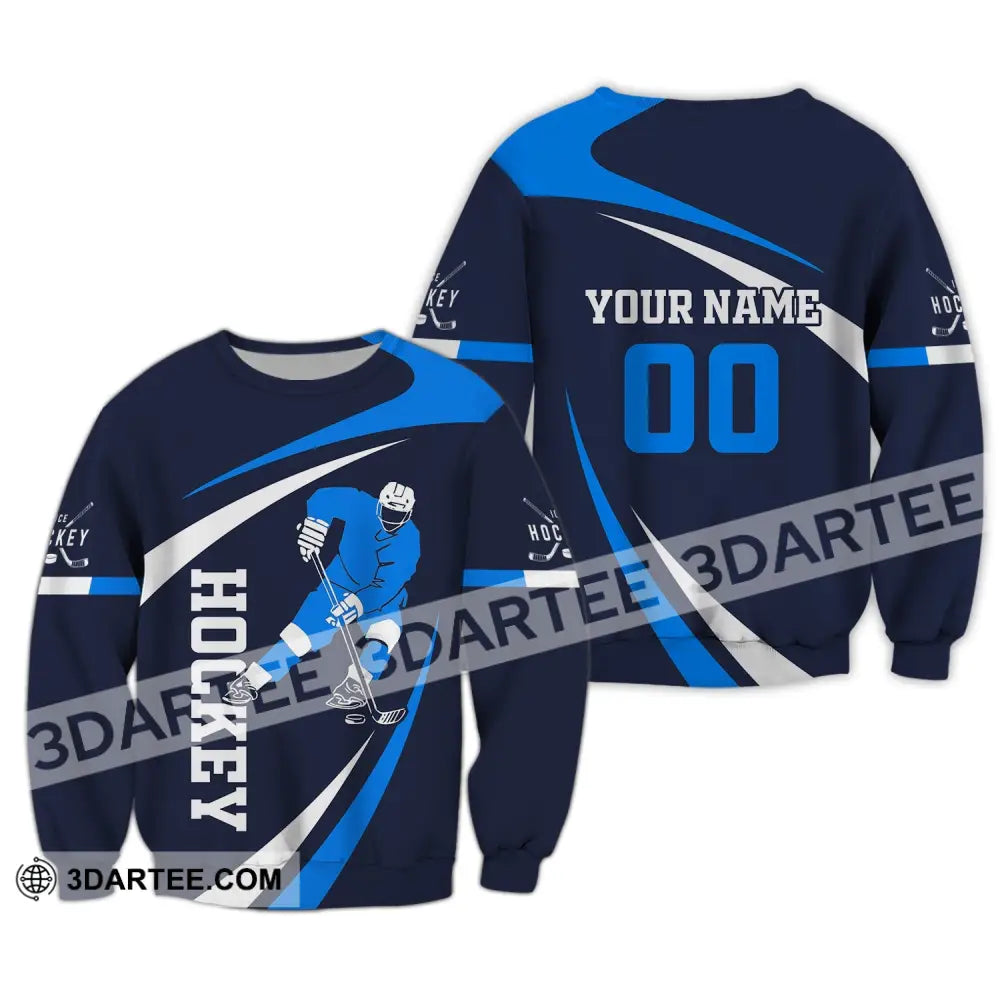 Man Shirt Custom Name And Number Ice Hockey T-Shirt Love Gift For Player Long Sleeve / S