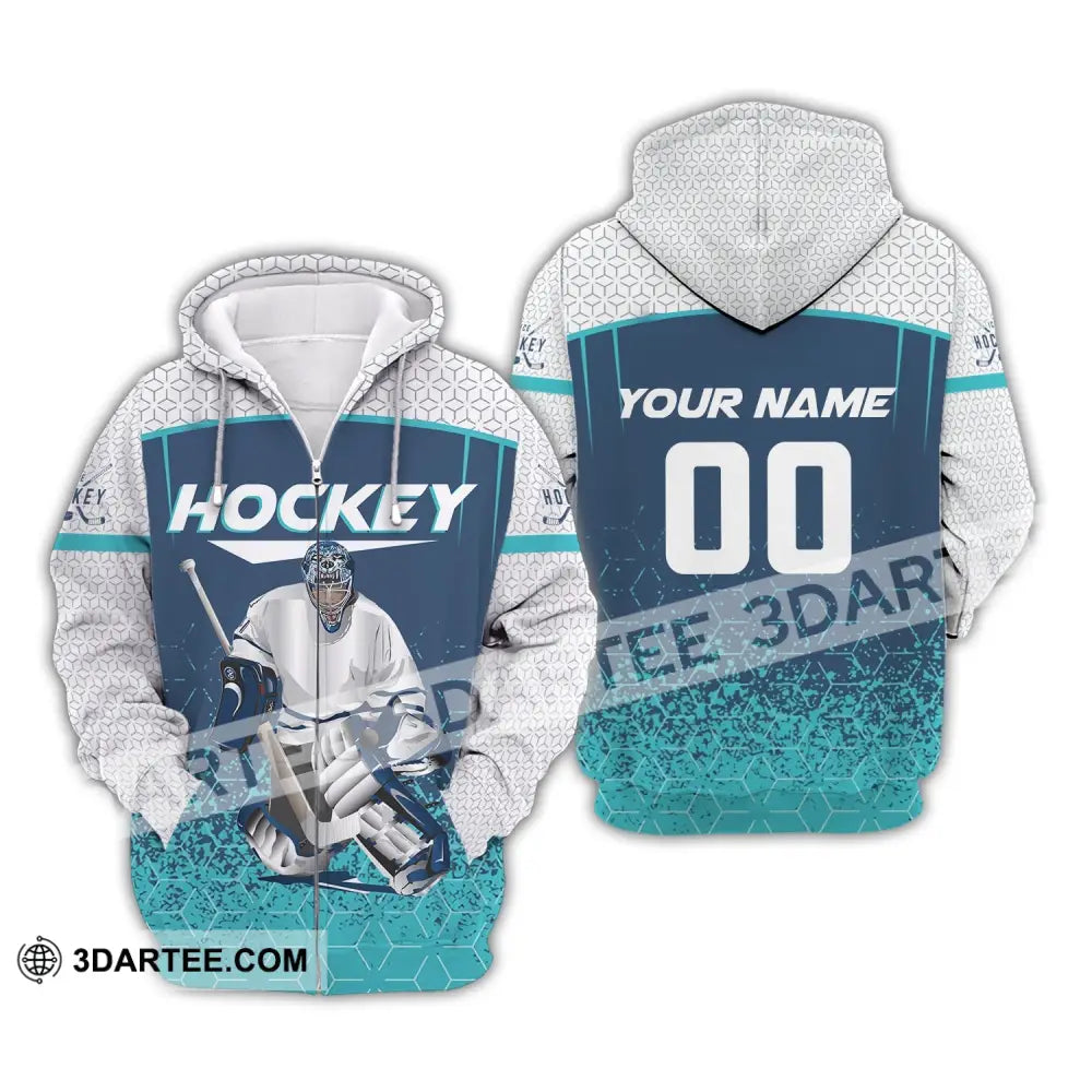 Man Shirt Custom Name And Number Ice Hockey T-Shirt Love Gift For Player Zipper Hoodie / S