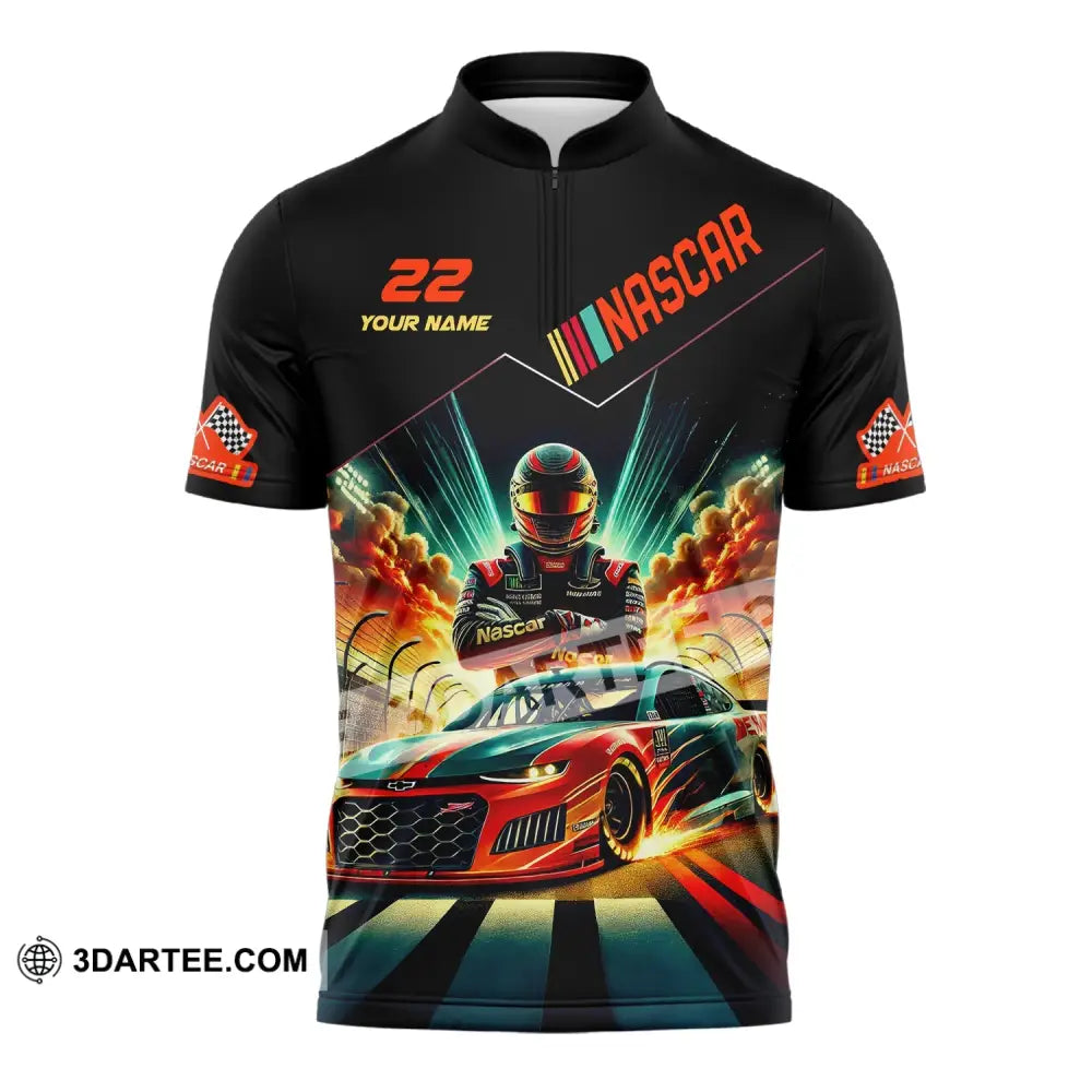 Man Shirt Custom Name And Number Nascar Hoodie Polo Long Sleeve Zipper / S T-Shirt