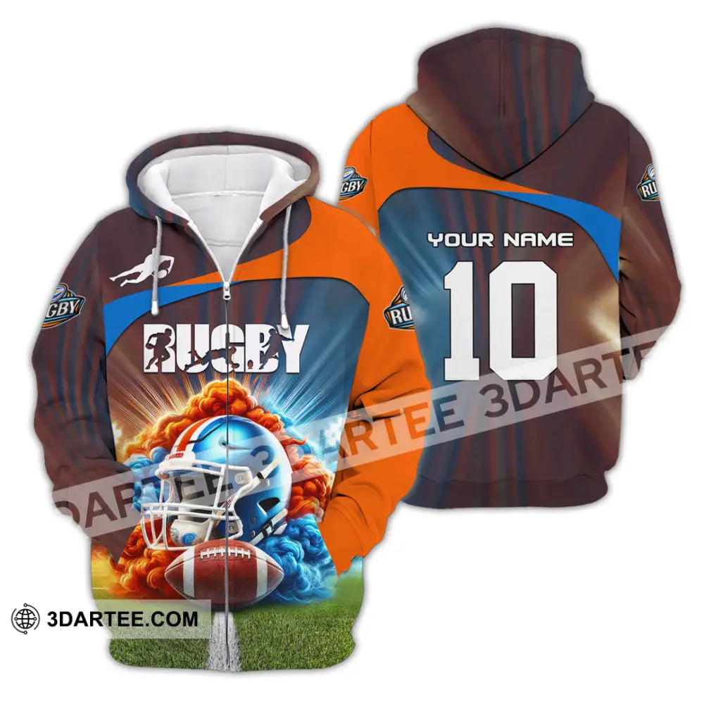 Man Shirt Custom Name And Number Rugby Football T-Shirt Hoodie Long Sleeve Gift For Lovers Zipper /