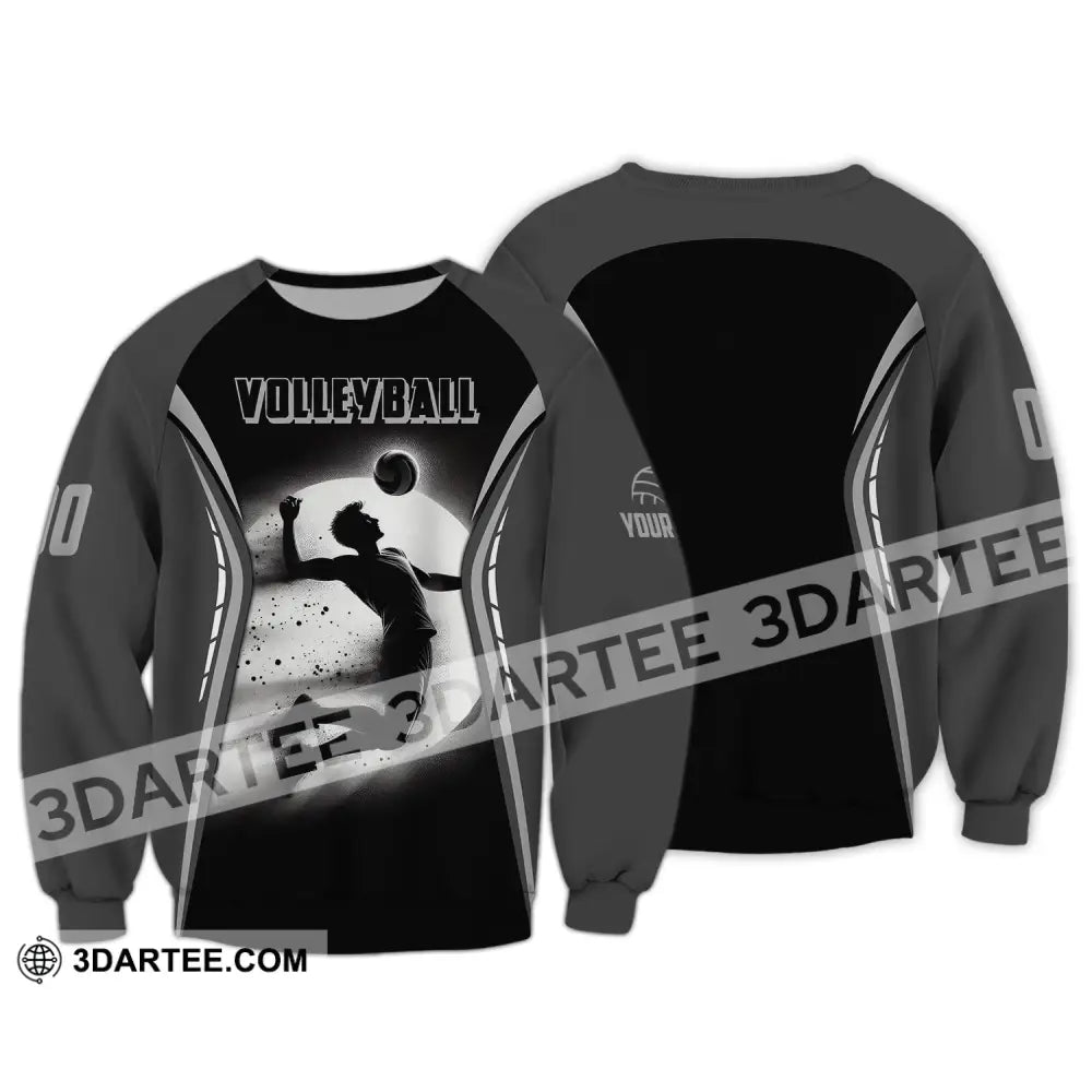 Man Shirt Custom Name And Number Volleyball T-Shirt For Team Gift Players Long Sleeve / S