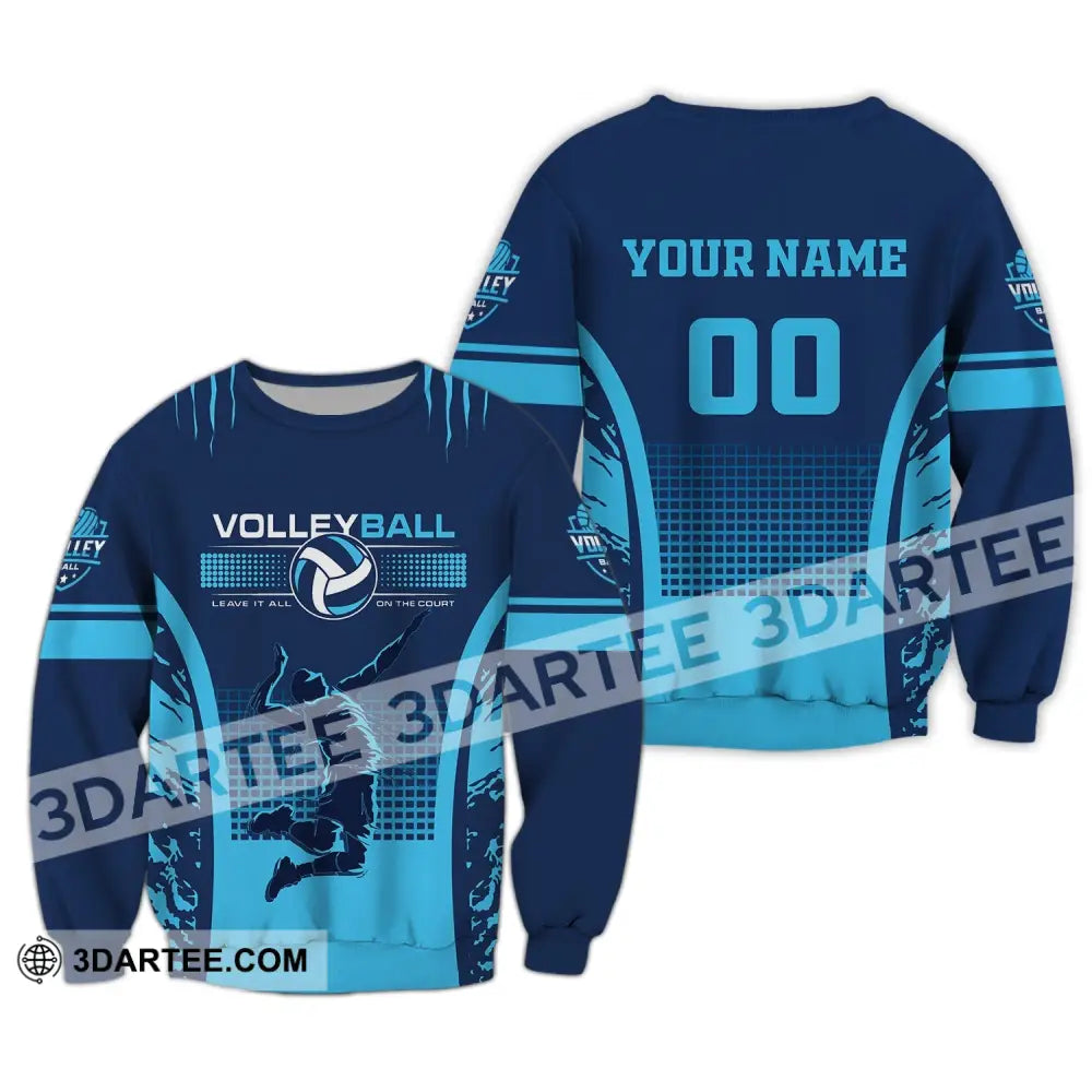 Man Shirt Custom Name And Number Volleyball T-Shirt Gift For Volleybal Player Long Sleeve / S