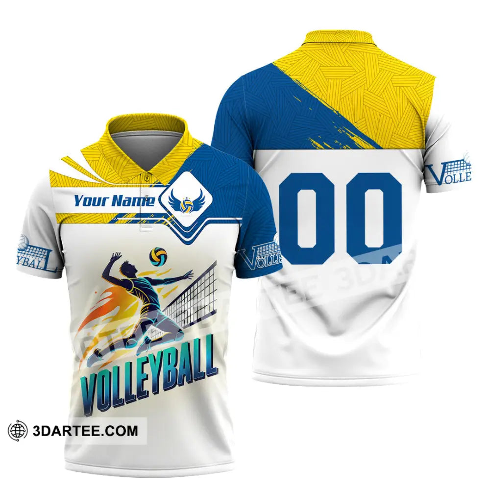 Man Shirt Custom Name And Number Volleyball T-Shirt Hoodie Long Sleeve Gift For Lovers Polo / S