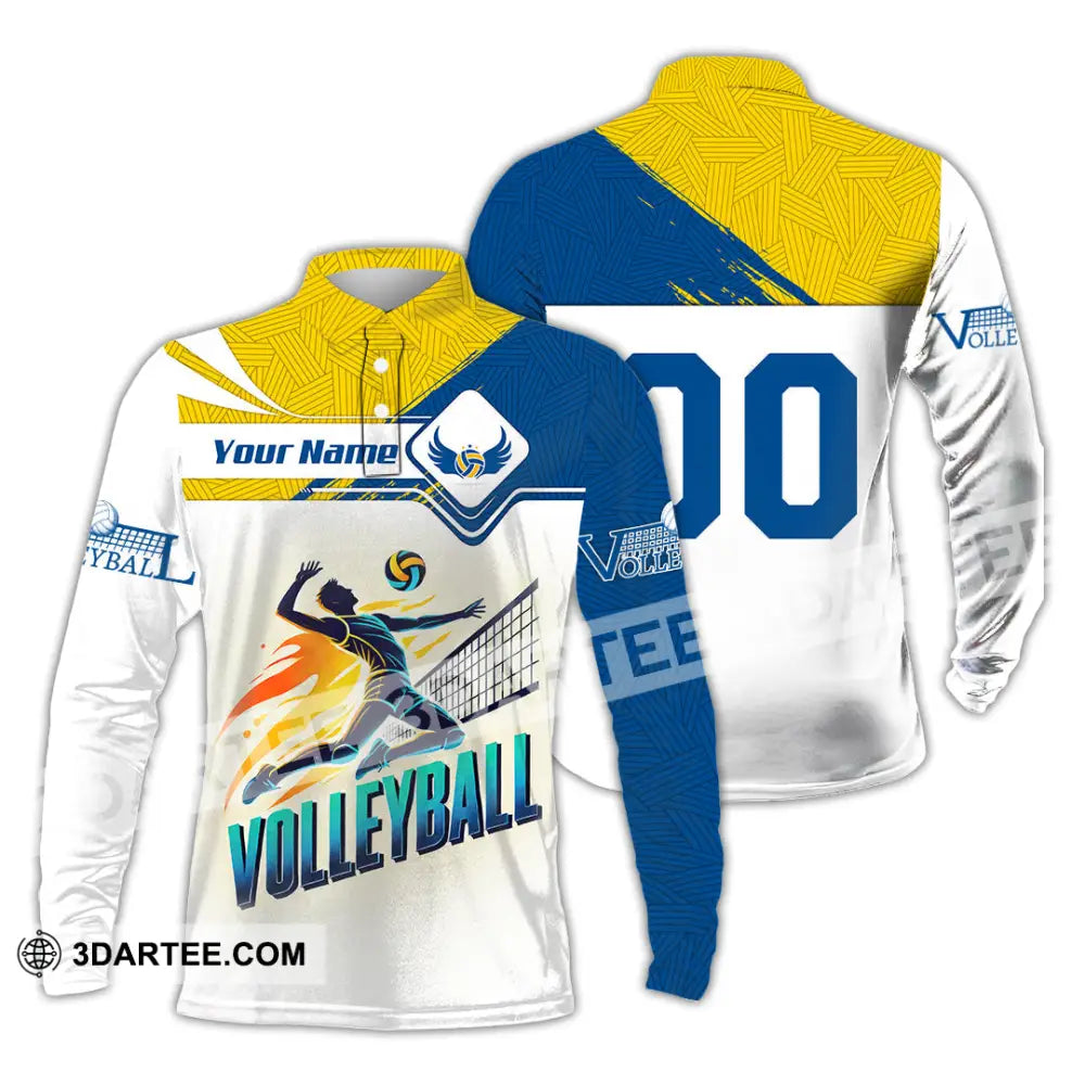 Man Shirt Custom Name And Number Volleyball T-Shirt Hoodie Long Sleeve Gift For Lovers Polo / S