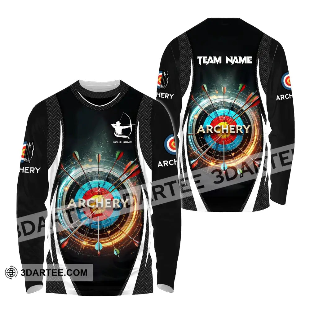 Man Shirt Custom Name And Team Archery Girl For Lovers Long Sleeve / S T-Shirt