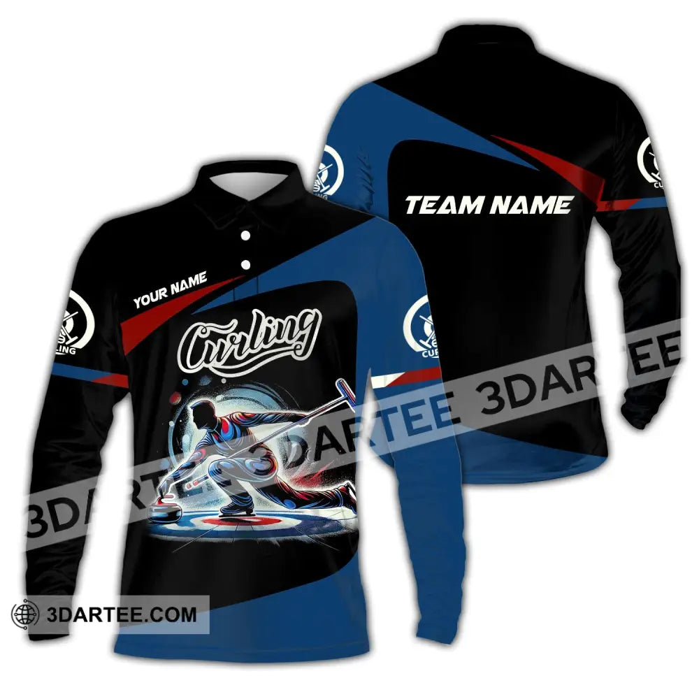 Man Shirt Custom Name And Team Curling Apparel Gift Long Sleeve Polo / S T-Shirt