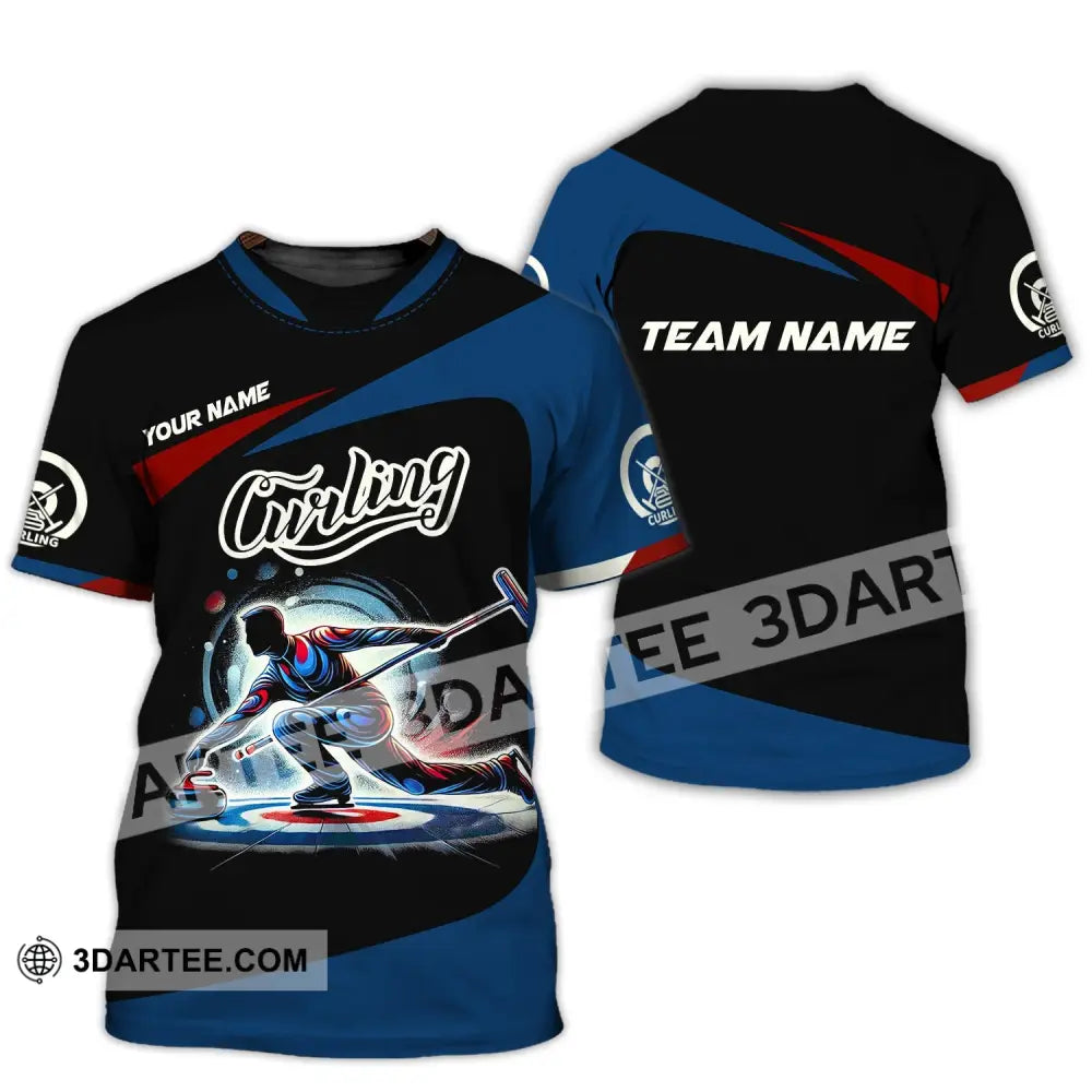 Man Shirt Custom Name And Team Curling Apparel Gift T-Shirt / S T-Shirt