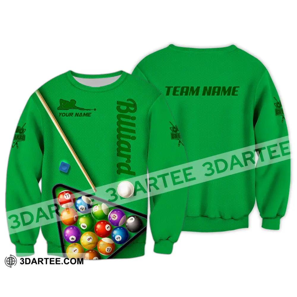 Man Shirt Custom Name And Team For Billiard Lover Hoodie Polo Long Sleeve / S T-Shirt