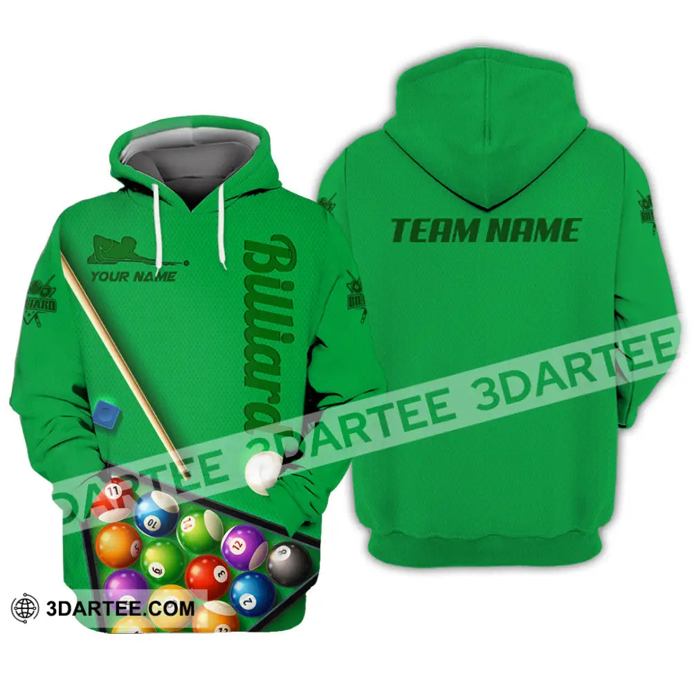 Man Shirt Custom Name And Team For Billiard Lover Hoodie Polo Long Sleeve / S T-Shirt