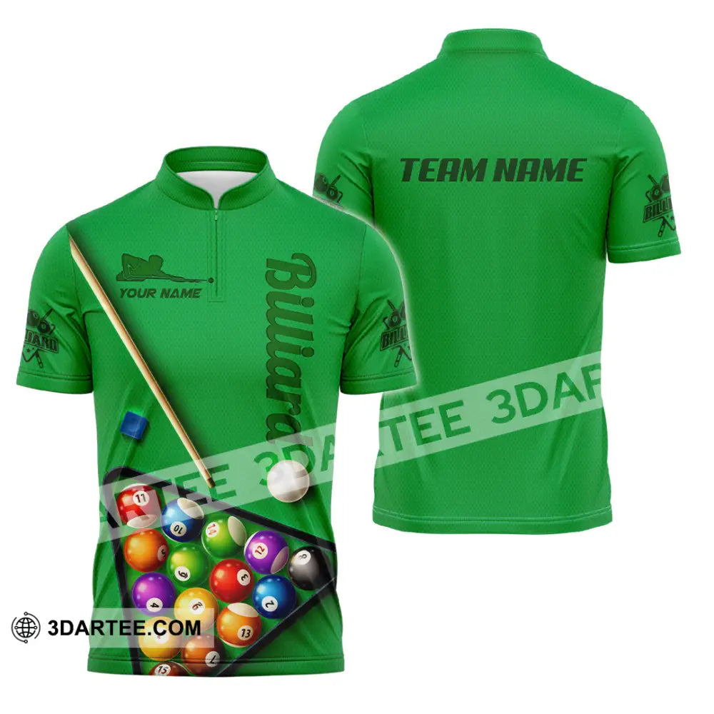 Man Shirt Custom Name And Team For Billiard Lover Hoodie Polo Long Sleeve Zipper / S T-Shirt