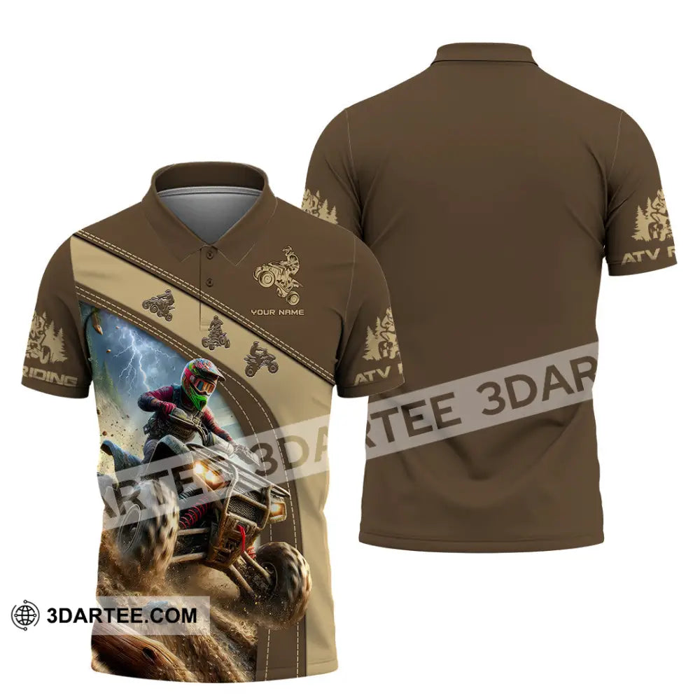 Man Shirt Custom Name Atv Riding Gift Polo Long Sleeve Hoodie / S T-Shirt