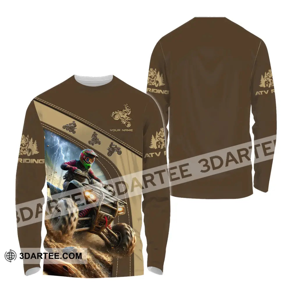 Man Shirt Custom Name Atv Riding Gift Polo Long Sleeve Hoodie / S T-Shirt