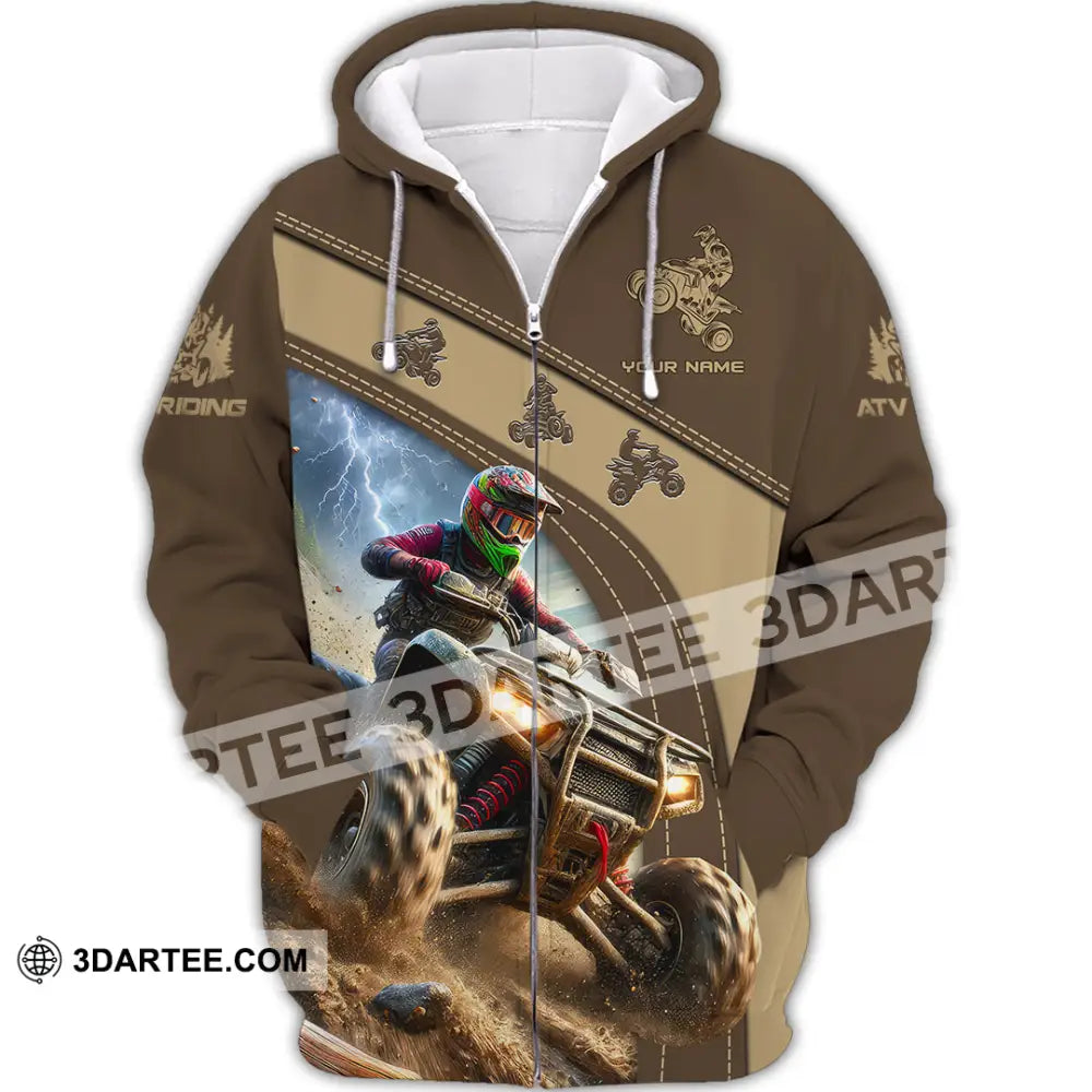 Man Shirt Custom Name Atv Riding Gift Polo Long Sleeve Hoodie Zipper / S T-Shirt