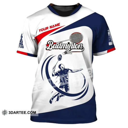 Man Shirt Custom Name Badminton T-Shirt Gift For Players / S