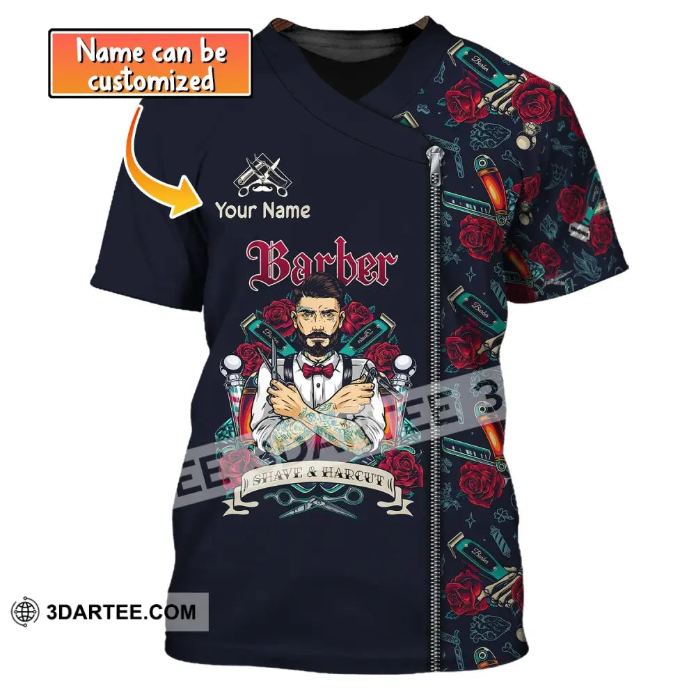 Man Shirt Custom Name Barber Apparel T-Shirt For Shop