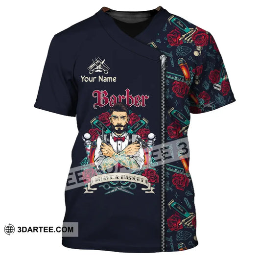 Man Shirt Custom Name Barber Apparel T-Shirt For Shop / S