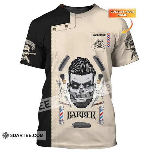 Man Shirt Custom Name Barber Hairstylist Apparel T-Shirt For Shop