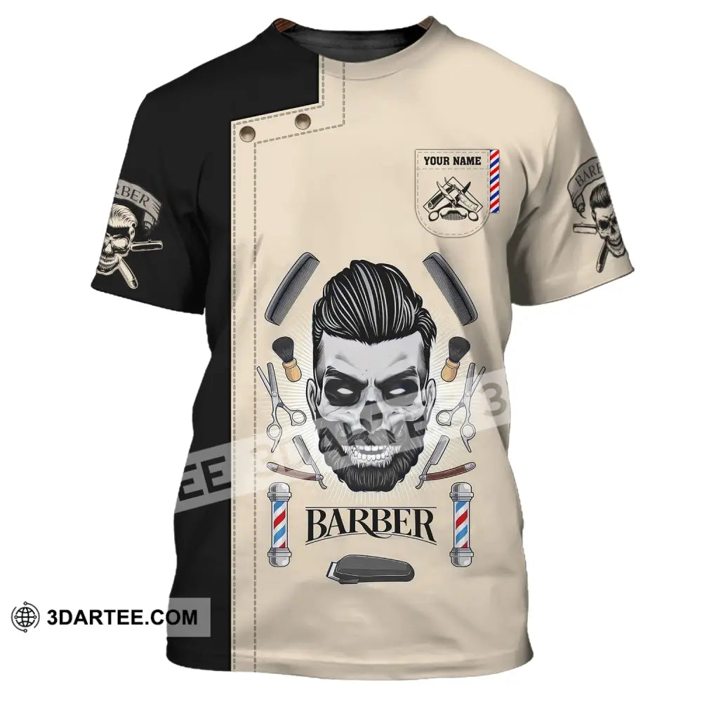 Man Shirt Custom Name Barber Hairstylist Apparel T-Shirt For Shop / S