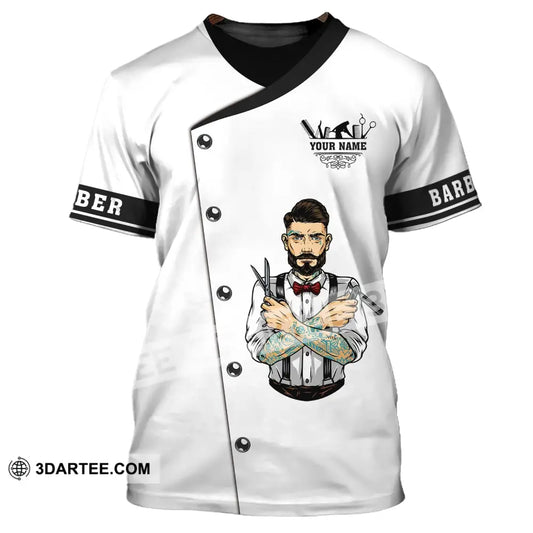 Man Shirt Custom Name Barber Hairstylist Apparel T-Shirt For Shop / S