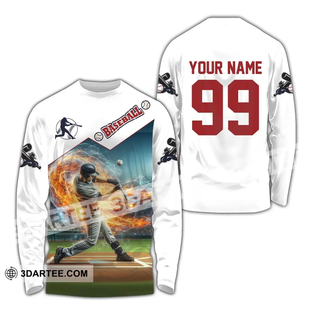 Man Shirt Custom Name Baseball Polo T-Shirt Hoodie Long Sleeve / S