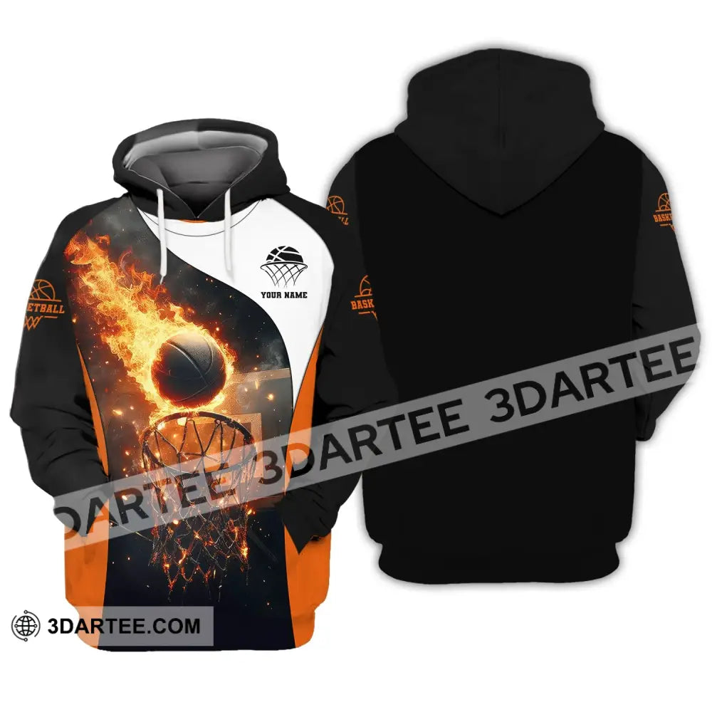 Man Shirt Custom Name Basketball Fire Gift For Player Hoodie / S T-Shirt