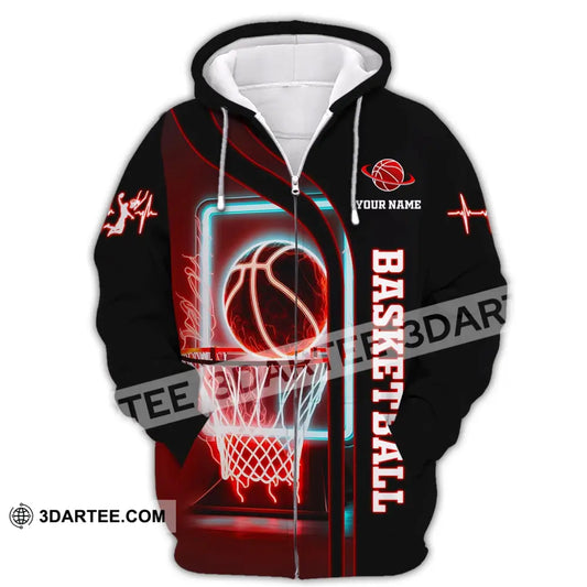 Man Shirt Custom Name Basketball T-Shirt Hoodie Gift For Player Zipper / S