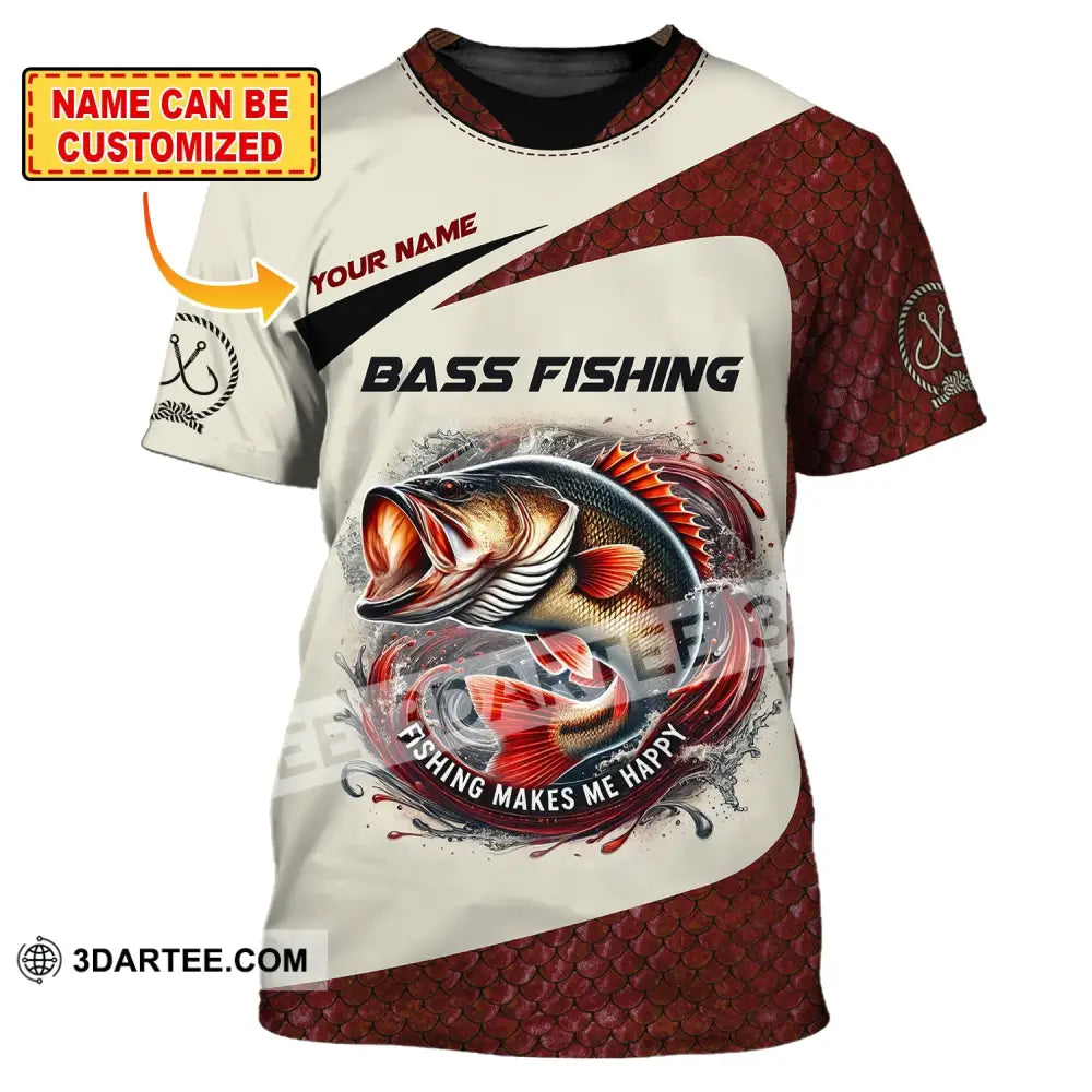 Man Shirt Custom Name Bass Fishing Lover Hoodie Polo Long Sleeve T-Shirt