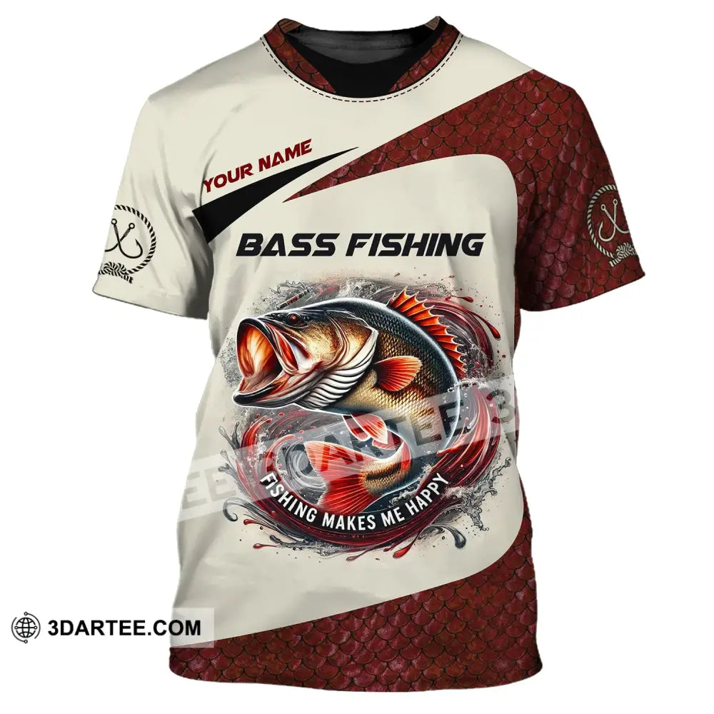 Man Shirt Custom Name Bass Fishing Lover Hoodie Polo Long Sleeve T-Shirt / S T-Shirt